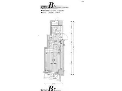 メインステージ白金高輪(1K/5階)の間取り写真