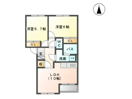 モア・シャルマン(2LDK/2階)の間取り写真