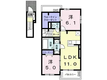 ライグッドⅦ A(2LDK/2階)の間取り写真