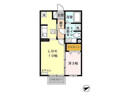 ヴェルドミールⅡ・Ⅲ Ⅱ(1LDK/1階)の間取り写真