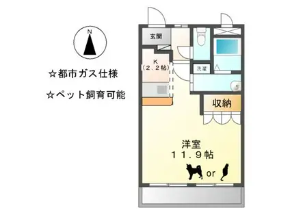 ヴィラ シャドール(1K/3階)の間取り写真