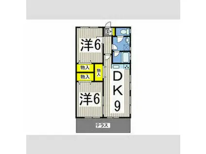 希望荘(2DK/1階)の間取り写真