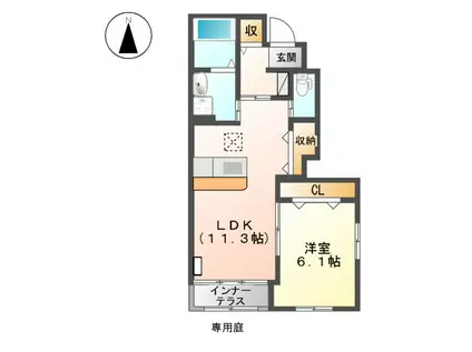 セリョン(1LDK/1階)の間取り写真