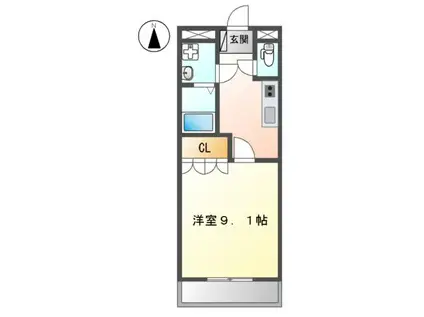 リバティーヒルズ吉田Ⅴ(1K/1階)の間取り写真