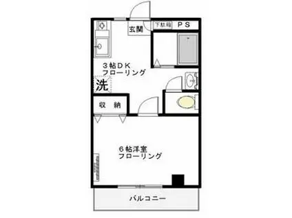 ヴェルデュール(1K/1階)の間取り写真