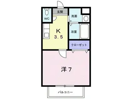 マインチマー(1K/1階)の間取り写真