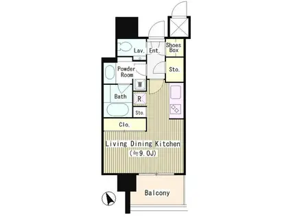 THE ROPPONGI TOKYO C(ワンルーム/14階)の間取り写真