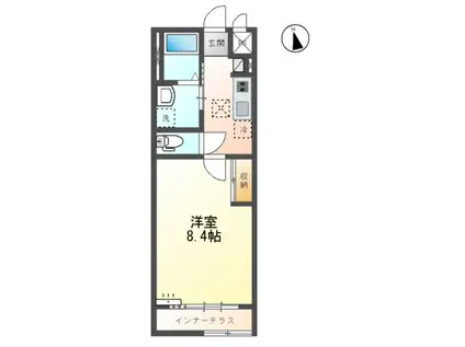 UN JOUR(1K/1階)の間取り写真