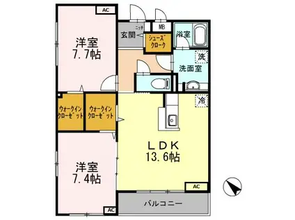 サンクチュアリーリュウ(2LDK/2階)の間取り写真