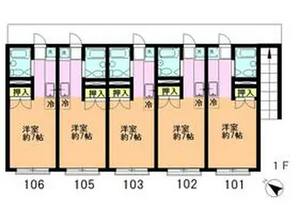 エステートピア松隆(ワンルーム/1階)の間取り写真