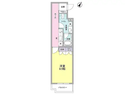 ヴィセオ幡ヶ谷(1K/2階)の間取り写真