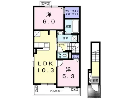 カームⅠ(2LDK/2階)の間取り写真