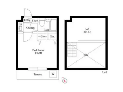 ジュネパレス柏第62(1K/1階)の間取り写真