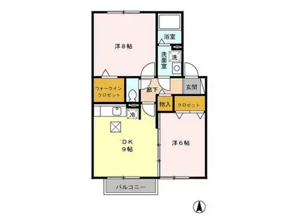 セジュールAMANOⅡ(2DK/1階)の間取り写真