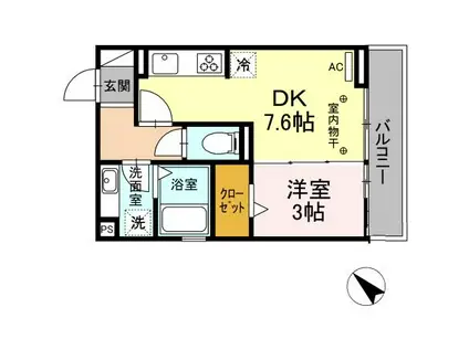 リッシュ(1DK/2階)の間取り写真