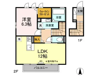 ユーフォリア(1LDK/2階)の間取り写真