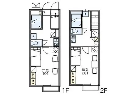 レオパレスクプクプ(1K/2階)の間取り写真