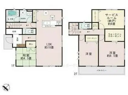 秩父鉄道本線 東行田駅 徒歩16分 2階建 築9年(3SLDK)の間取り写真