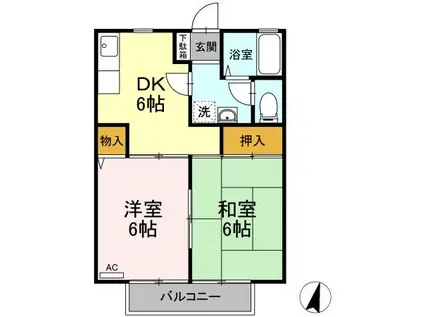 グレイス・パル(2DK/2階)の間取り写真