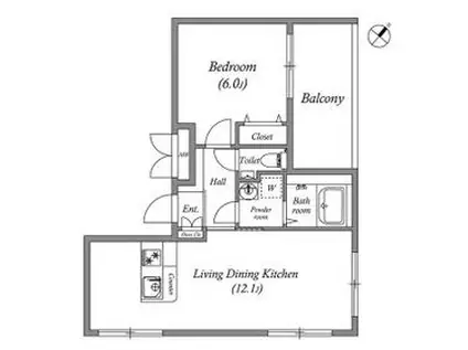 LEGALAND都立大学2(1LDK/4階)の間取り写真