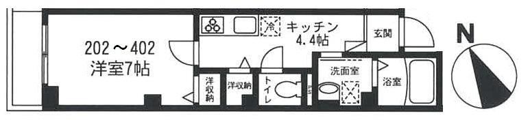 ラ・ミアカーサ(1K/4階)の間取り写真