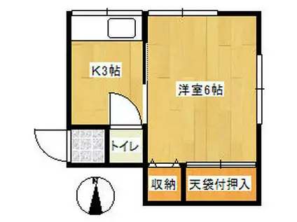 山野井荘(1K/2階)の間取り写真