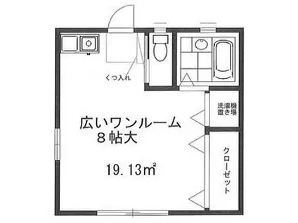 フラット鷹の台(ワンルーム/1階)の間取り写真