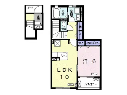 ローレルⅠ(1LDK/2階)の間取り写真