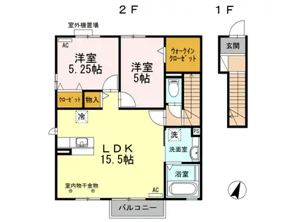 フェリオ(2LDK/2階)の間取り写真