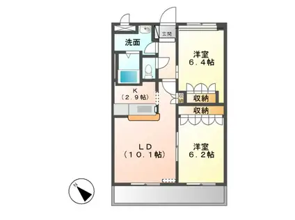 PEACEFUL FOREST(2LDK/2階)の間取り写真