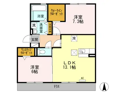 リバーハイツさらさ(2LDK/1階)の間取り写真