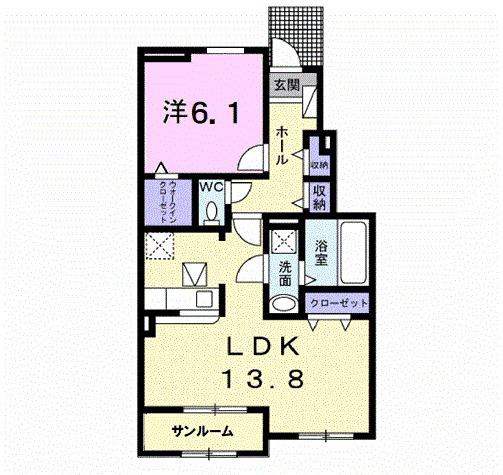 シャトー ドゥ 湊Ⅲ(1LDK/1階)の間取り写真