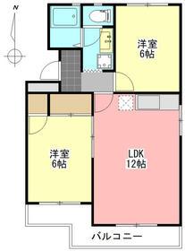 サンハイツK&K Ⅱ(2LDK/1階)の間取り写真