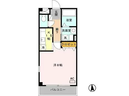 ラ・カーサベルデ(1K/1階)の間取り写真