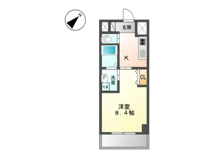 ブルーシャトー(1K/4階)の間取り写真