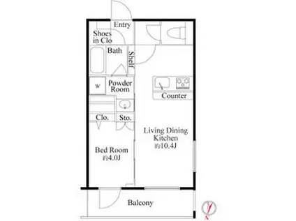 ラ・ミアカーサ東中野(1LDK/3階)の間取り写真