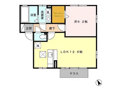 フレスカ ⅠⅡⅢⅣ(1LDK/1階)の間取り写真