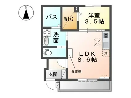 JEWEL KEY(1LDK/1階)の間取り写真