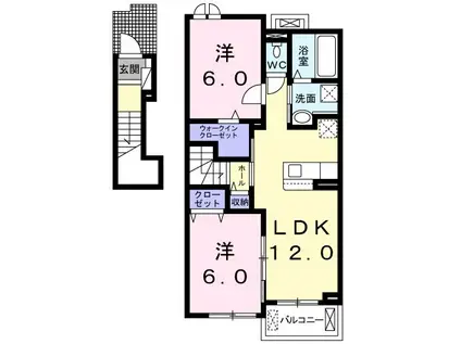 ヴィアーレⅡ(2LDK/2階)の間取り写真