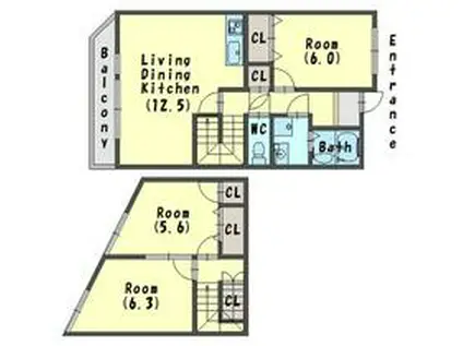 グランディール紫苑(3LDK/1階)の間取り写真