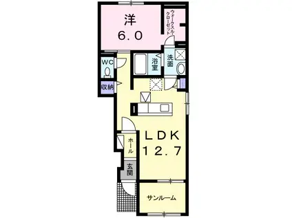 LAKI Ⅰ(1LDK/1階)の間取り写真