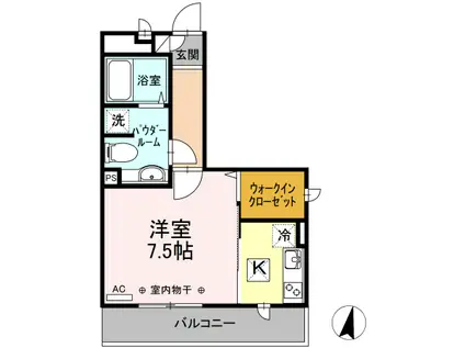 VERDURAⅠⅡ Ⅱ(1K/1階)の間取り写真