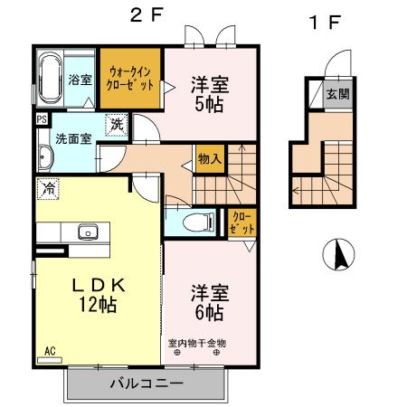 ソレアードA(2LDK/2階)の間取り写真
