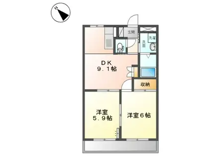 スプリームヒロミ(2DK/2階)の間取り写真