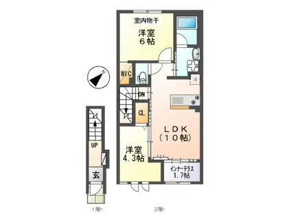 グリシーナ(2LDK/2階)の間取り写真