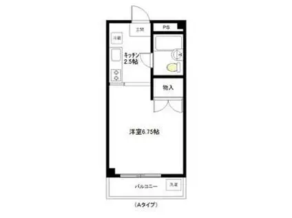 ホワイトハウス(1K/1階)の間取り写真