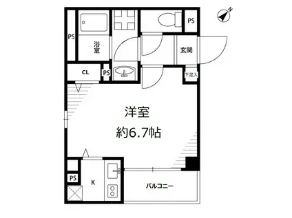 アンプルールフェールSS(1K/3階)の間取り写真