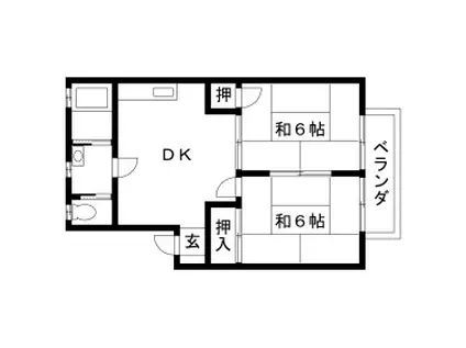 グリーンハイツ差間(2DK/2階)の間取り写真