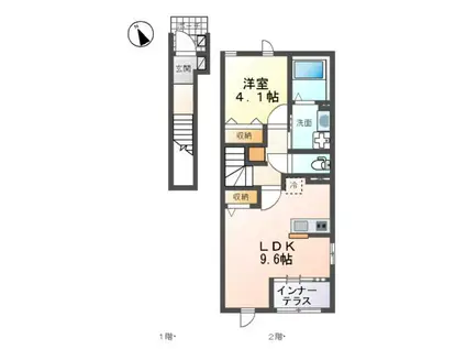 イストワールB(1LDK/2階)の間取り写真