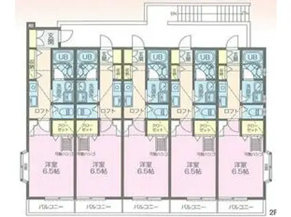 セキュリティ メゾン・ド・マカロン2(1K/2階)の間取り写真